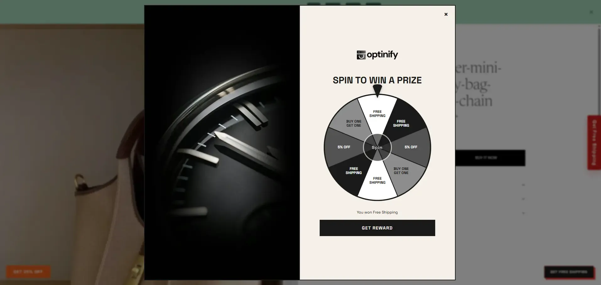 Spin to win popup